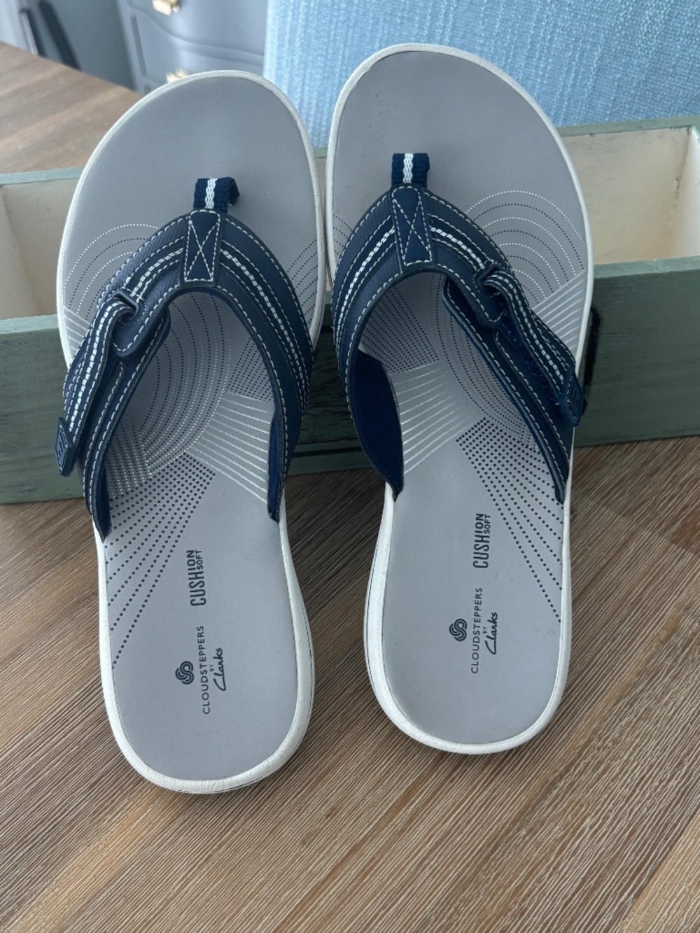 NWT Clark’s Navy Cloudstepper Sandals Sz 8